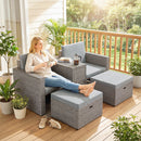 Outsunny 5 Piece Rattan Garden Furniture Set w/ Storage Table, Dark Grey