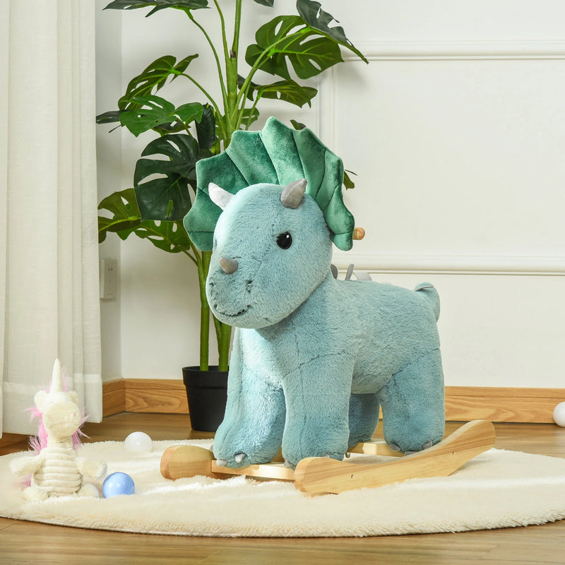 HOMCOM Children's  Rocking  Triceratops - Green