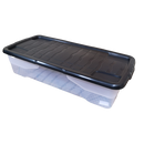 2 x 42L Clear Under Bed Storage Box with Black Lid, Stackable and Nestable Design Storage Solution
