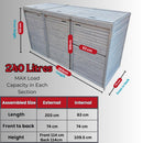 2.03m x 1.14m Large Grey Wooden Outdoor Garden Triple Wheelie Bin Store Storage for 3 Bins