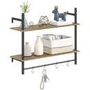 HOMCOM Wall Shelf Unit with 4 Hooks for Living Room, Entryway