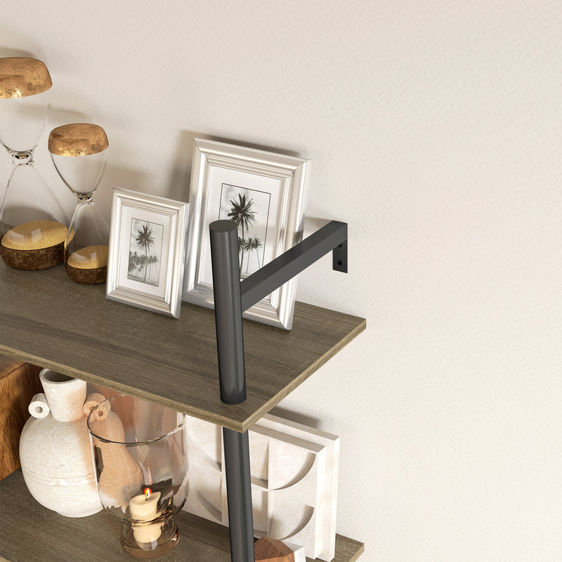 HOMCOM Wall Shelf Unit with 4 Hooks for Living Room, Entryway