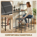 HOMCOM 3Pcs Breakfast Bar Table and Stools Set 4-tier shelving, Washed Grey