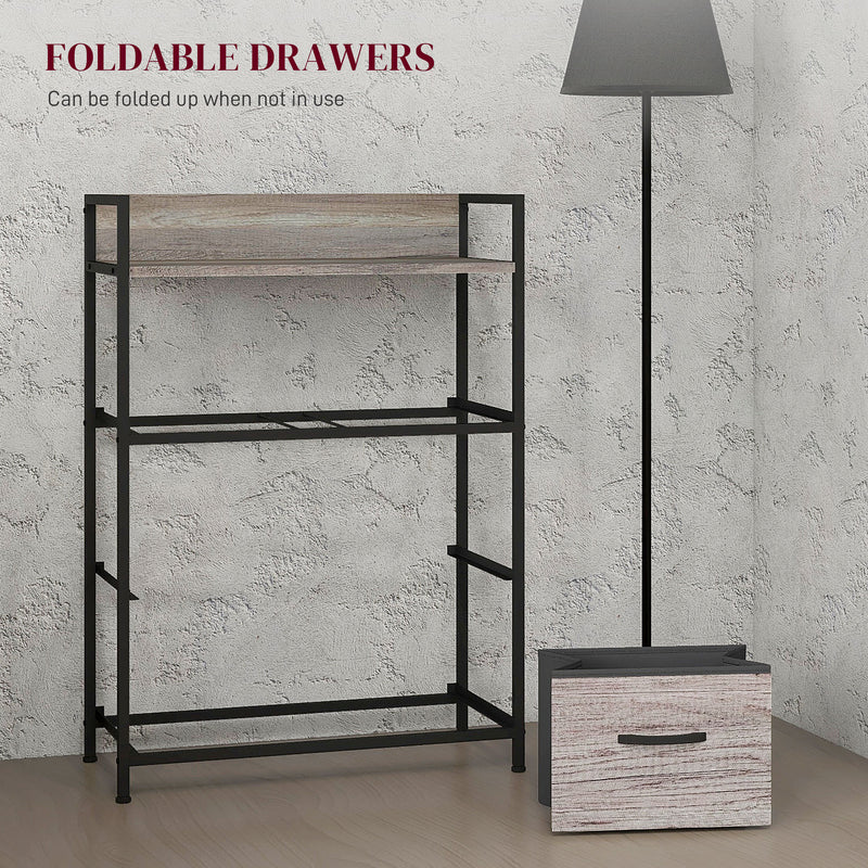 HOMCOM Bedroom Chest of Drawers 4 Drawer Dresser w/ Shelf, Grey Wood Effect