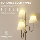 HOMCOM 3-Light Floor Lamp, 165 cm Tall Standing Lamp with Foot Switch
