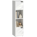 HOMCOM Bookcase with 2 Cabinets and Doors, 4-Tier Bookshelf, White