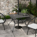 Outsunny Garden Table With Parasol Hole For Four, Slatted Metal Plate Top Grey