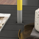 Outsunny Garden Table With Parasol Hole For Four, Slatted Metal Plate Top Grey