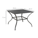 Outsunny Garden Table With Parasol Hole For Four, Slatted Metal Plate Top Grey