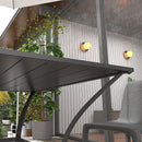 Outsunny Garden Table With Parasol Hole For Four, Slatted Metal Plate Top Grey