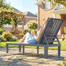 Outsunny Plastic Sun Lounger, 4-Position Garden Lounger Sun bed, Dark Grey