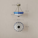 HOMCOM Ceiling Light, Vintage Tiffany Style Chandelier With 3 E27 Sockets