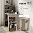 HOMCOM 120cm Computer Desk Bookshelf Writing Table Workstation 6 Shelves Grey