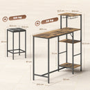 HOMCOM 3Pcs Breakfast Bar Table and Stools Set 4-tier shelving, Rustic Brown