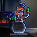 76cm Infinity Light up Standing Snowman Christmas Decoration with Multi-Coloured LEDs on Metal Base
