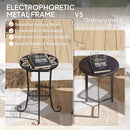 Outsunny 35.5cm Round Mosaic Garden Side Table Plant Stand w/ Shelf