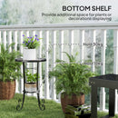 Outsunny 35.5cm Round Mosaic Garden Side Table Plant Stand w/ Shelf