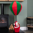 1m Large Red And Green Santa's Hot Air Balloon Hanging Christmas Decoration