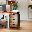 HOMCOM Filing Cabinet with 5 Drawers, Under Desk Drawer, Rustic Brown