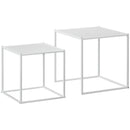 HOMCOM Nesting Coffee Table Set of 2, Nest of Tables with Steel Frame, White