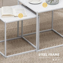 HOMCOM Nesting Coffee Table Set of 2, Nest of Tables with Steel Frame, White