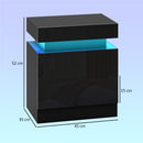 HOMCOM High Gloss Bedside Table with LED Light & 2 Drawers, Set of 2, Black