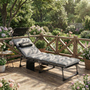 Outsunny Folding Sun Lounger, Sunbed With Canopy, Light Grey