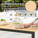 Outsunny Garden Table for 6 People with Slatted Table Top, Metal Frame, Teak