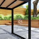 Outsunny Garden Table for 6 People with Slatted Table Top, Metal Frame, Teak