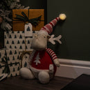 40cm Battery Operated Light up Sitting Christmas Reindeer in Red & White Jumper