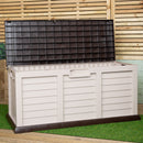 440L Heavy Duty Garden Patio Storage Box with Lockable Sit on Lid in Brown
