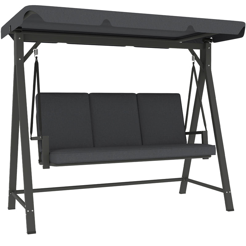 Outsunny 3 Seater Garden Swing Seat With Adjustable Canopy And Cushion