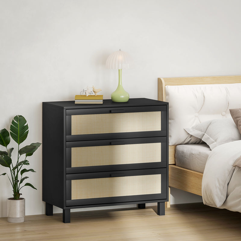 HOMCOM 3 Drawer Cabinet Storage Cupboard Sideboard Organiser, Black