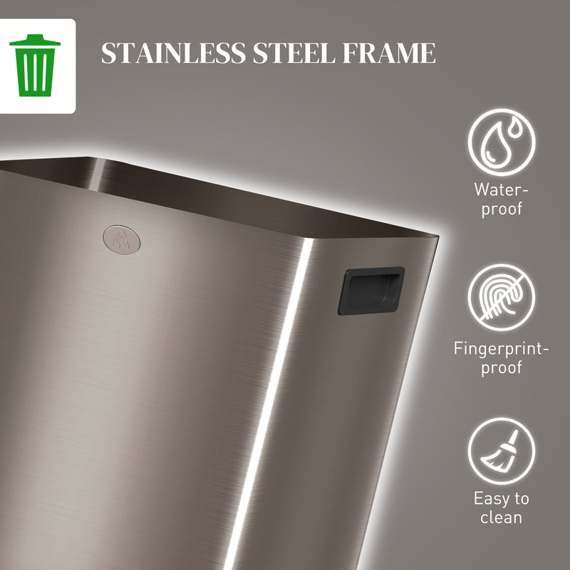 HOMCOM 2 x 20L Dual Kitchen Bin Pedal Bin for Recycling and Waste