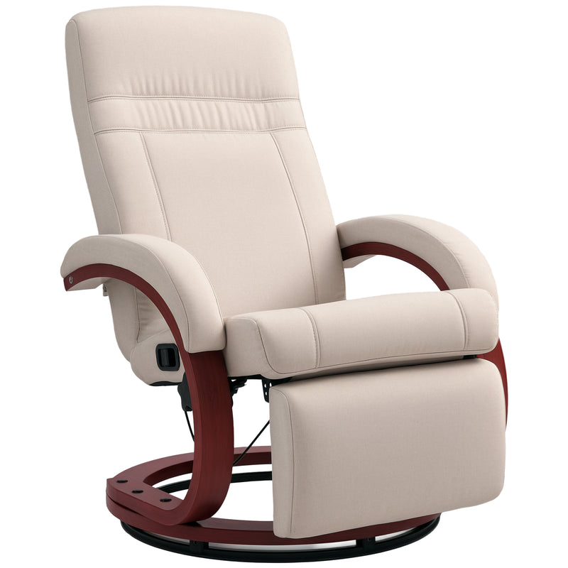 HOMCOM Manual Recliner Swivel Reclining Chair with Footrest Armrests Grey