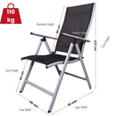 Set of 2 Outdoor Garden Patio Multi Position Reclining Folding Chair in Black and Silver