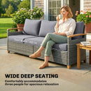 Outsunny Rattan Garden Sofa With Cushioned Wide Seats Dark Grey