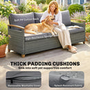 Outsunny Rattan Garden Sofa With Cushioned Wide Seats Dark Grey