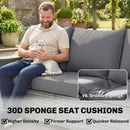 Outsunny Rattan Garden Sofa With Cushioned Wide Seats Dark Grey