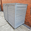 1.35m x 1.14m Large Grey Wooden Outdoor Garden Double Wheelie Bin Store Storage for 2 Bins