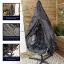 Samuel Alexander Grey Hanging Egg Chair With Stand Waterproof Cover And Cushions Steel Frame Rattan Outdoor Swing Chair Garden Seat Hammock Balcony Conservatory Furniture