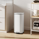 HOMCOM 30L Kitchen Bin, Pedal Bin with Lid, Removable Inner Bucket, Cream