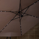 Samuel Alexander 3m Solar Powered Cantilever Lit Banana Garden Parasol With Crank Handle & White LED Lights In Beige