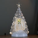 33cm Battery Operated Light up Christmas Tree Water Spinner with The Snowman & LEDs