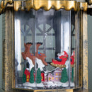 20cm Dual Powered Light up Christmas House Water Spinner with Santa in Sleigh Scene and LEDs