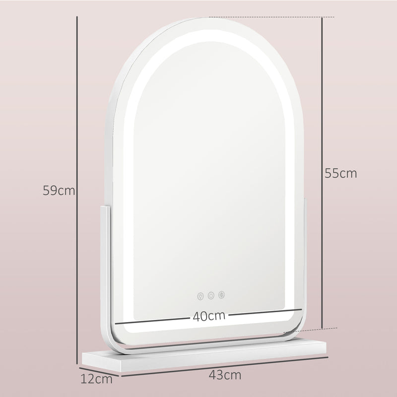 HOMCOM Vanity Mirror with Lights, 3 Colour, 360° Rotation, Touch Screen