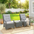 Outsunny 3 Pieces Rattan Bistro Set, Wicker Garden Furniture Set, Light Grey