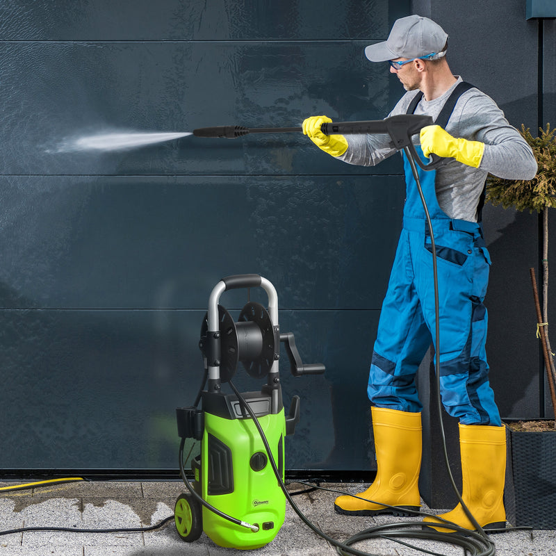 Outsunny 1800W Power Washer 150 Bar Pressure 6M Hose And Hose Reel