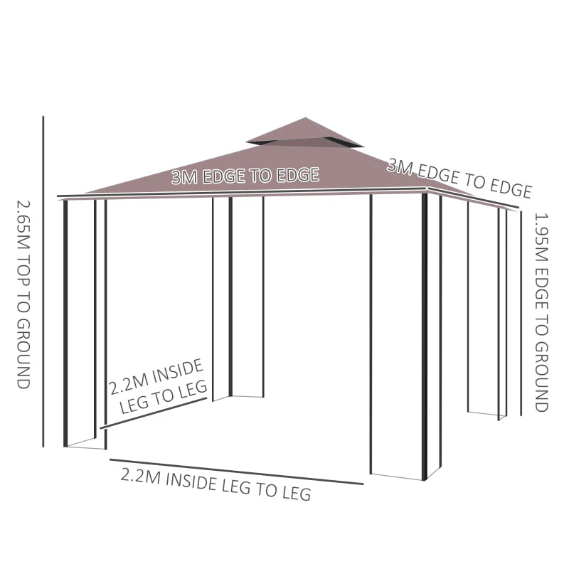 Outsunny 3 x 3(m) Gazebo Coffee