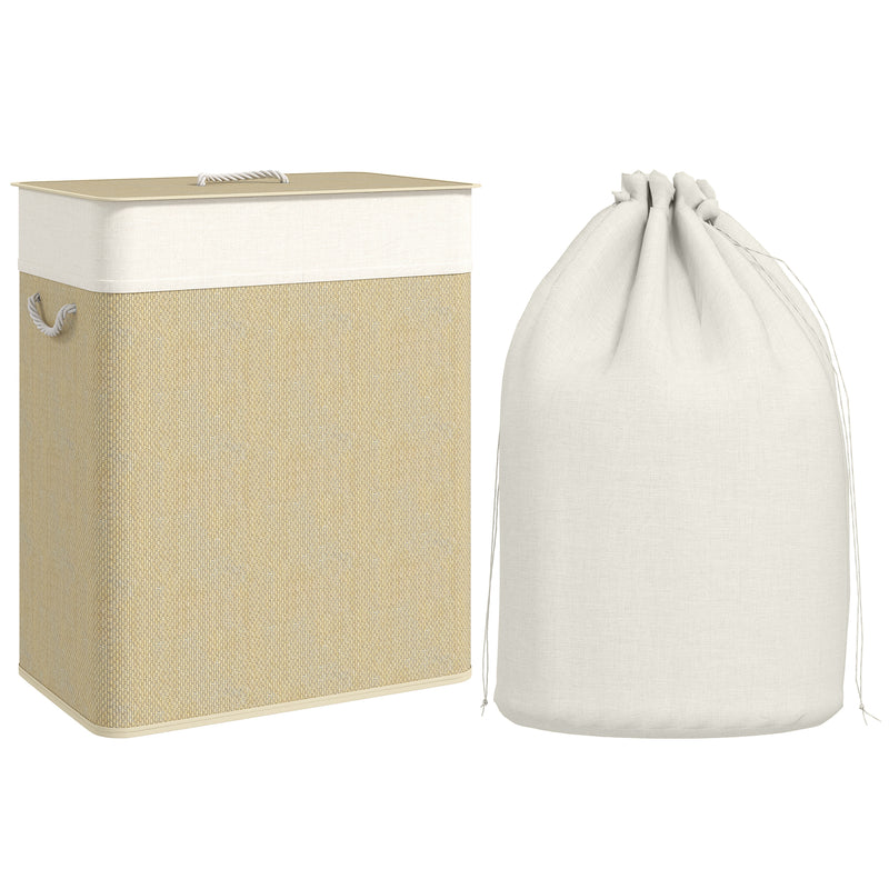 HOMCOM 100L Laundry Basket With Lid, Washing Basket For Bathroom